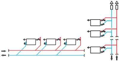 Схема системы отопления с клапанами Herz TS-90-V