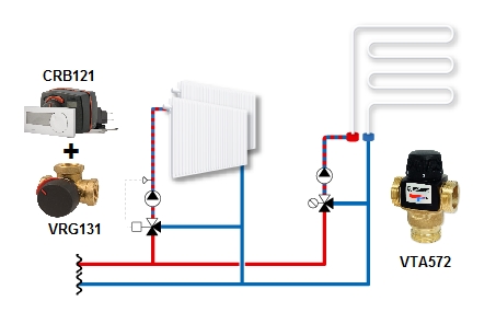 Пример применения контроллера ESBE CRB 100 в системе отопления