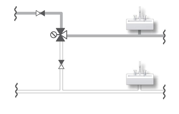 Схема применения клапана ESBE в системе ГВС