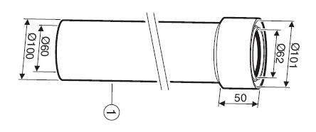 Удлинитель дымохода Bosch 60/100 75 см AZ391 Удлинитель дымохода Bosch 60/100 75 см AZ391 фото - 2