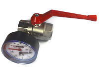 Кран шаровой Heiz ВВ с термоманометром, длинная ручка DN25