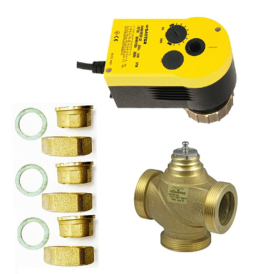 Клапан регулирующий 2/3х седельный Sauter DN50 с приводом 220В, 3х фото - 1