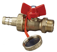 Кран шаровой Herz штуцер для шланга и заглушкой DN20, 251202